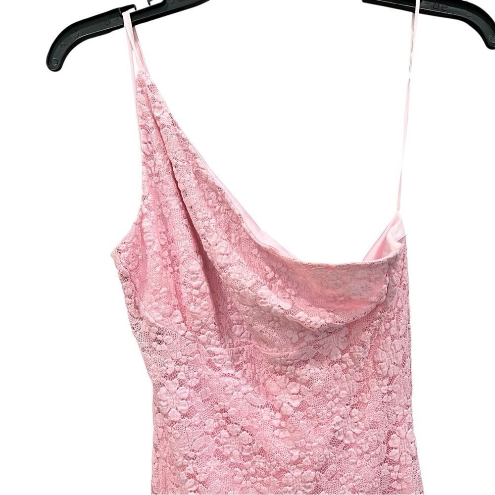 Bardot Albie One Shoulder Lace Bodycon Maxi Dress Pink Long Formal Gown 8 NEW - Picture 4 of 16